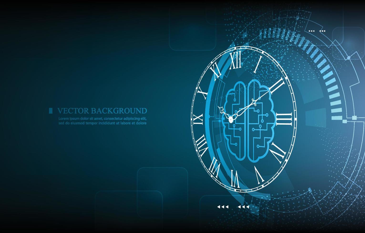 Technology intelligence vector background.analog colck.time.future technology concept.