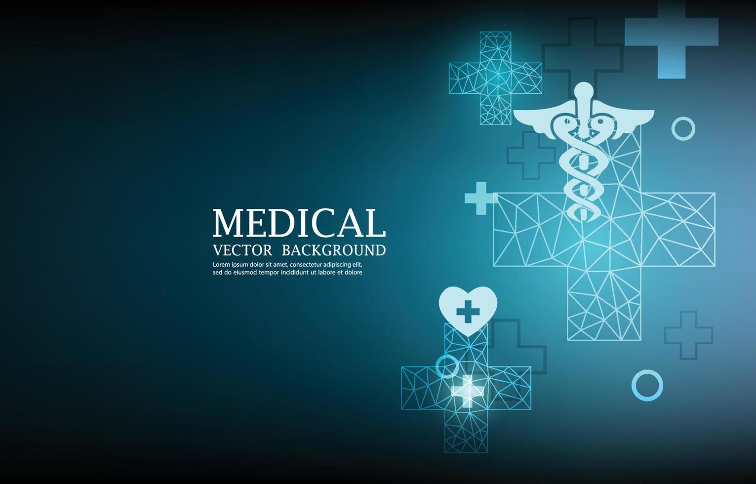 Abstract vector technology medical background.medical icons.futuristic .polygon.cross shape.