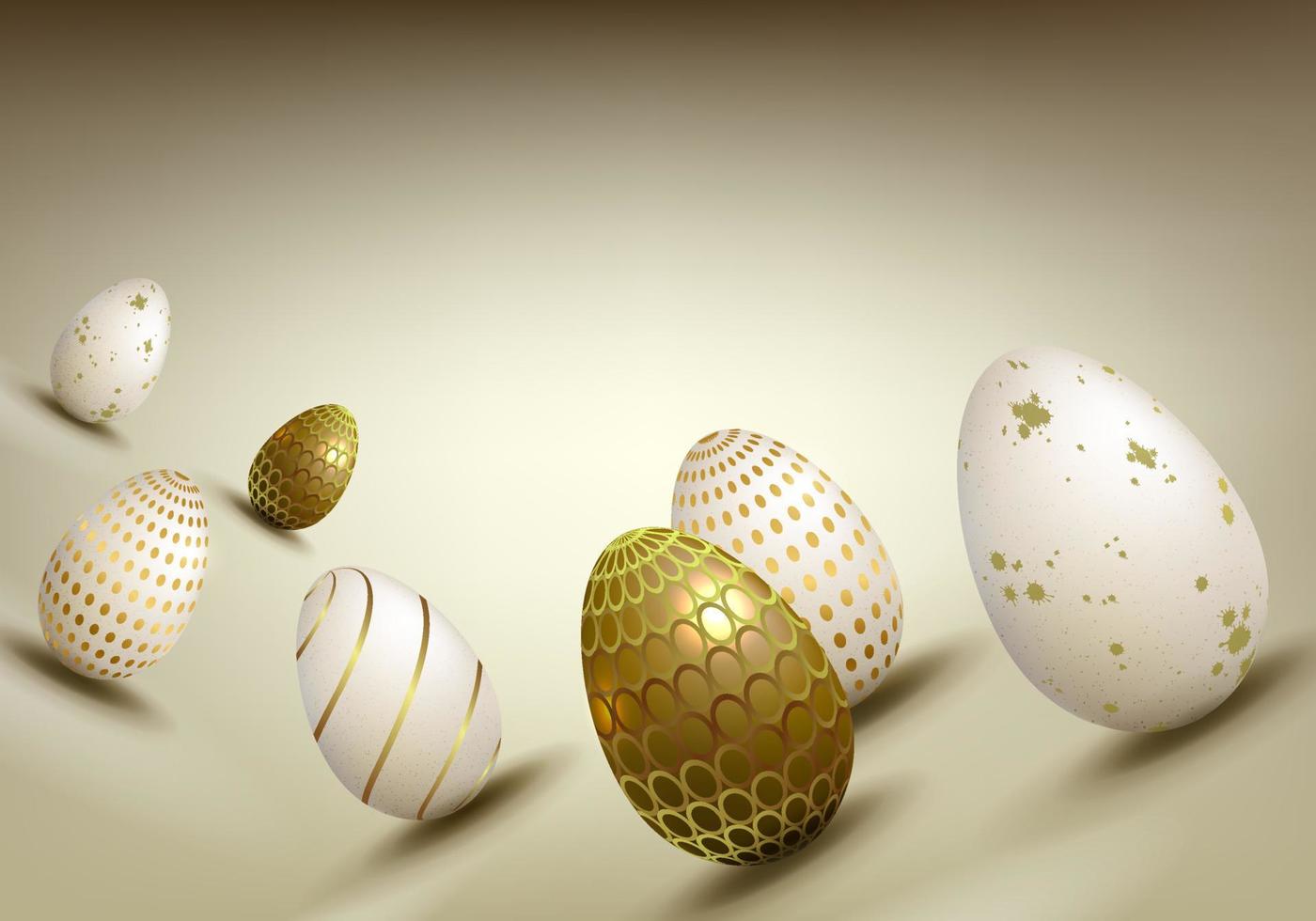 Easter composition in beige color with a silhouette of eggs of various patterns, design element. vector