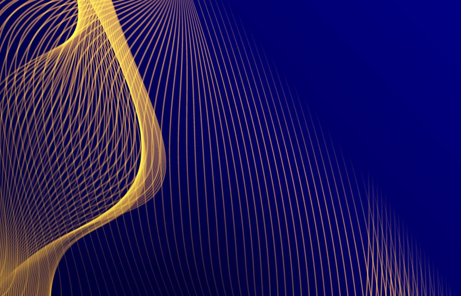 Thin wavy lines of yellow hue on a blue background. vector