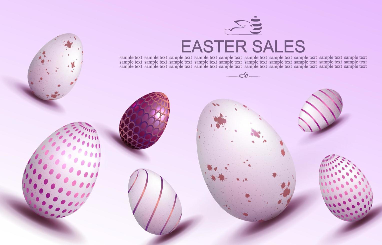 Easter light purple illustration, eggs with a beautiful pattern drawn obliquely. vector