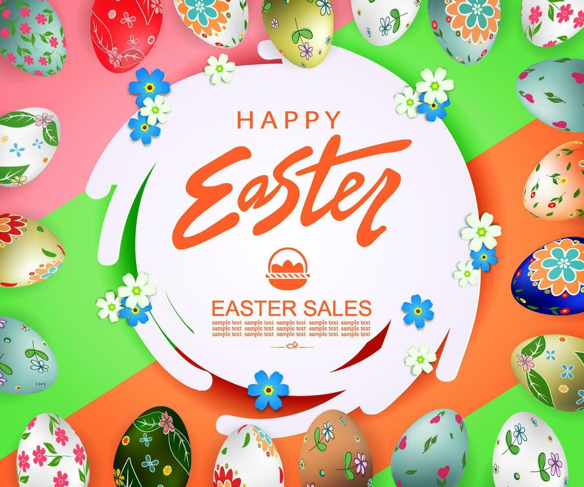 resumen redondo marco, Pascua de Resurrección huevos con un patrón, un ilustración de verde y marrón sombras. vector