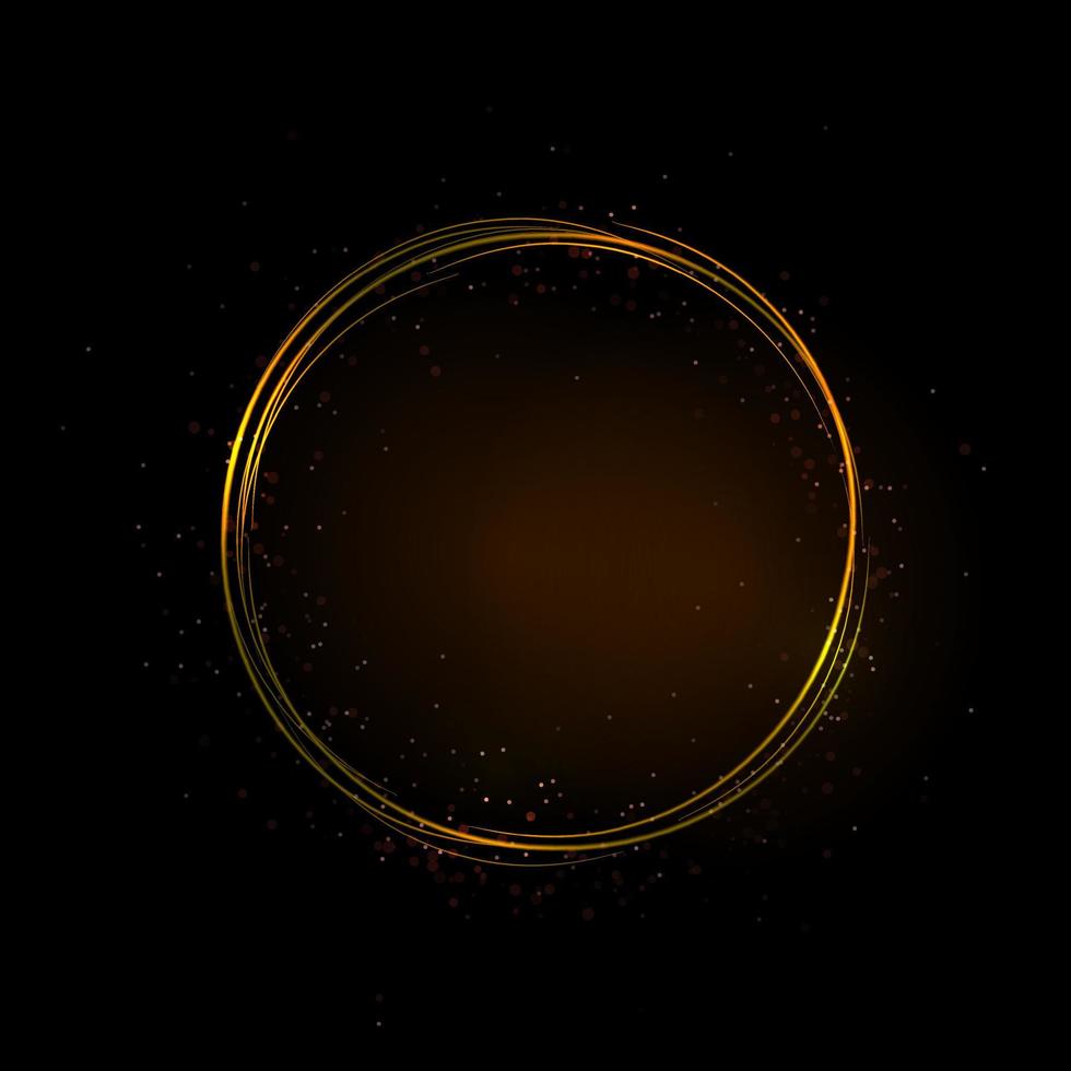 An isolated wreath of gold color from small rims on a black background. vector