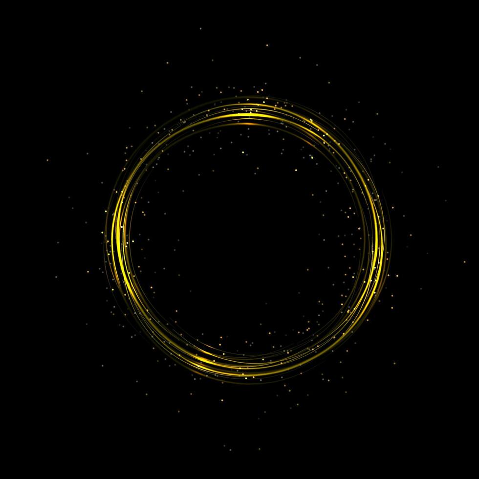 An isolated wreath of gold color from small rims on a black design. vector