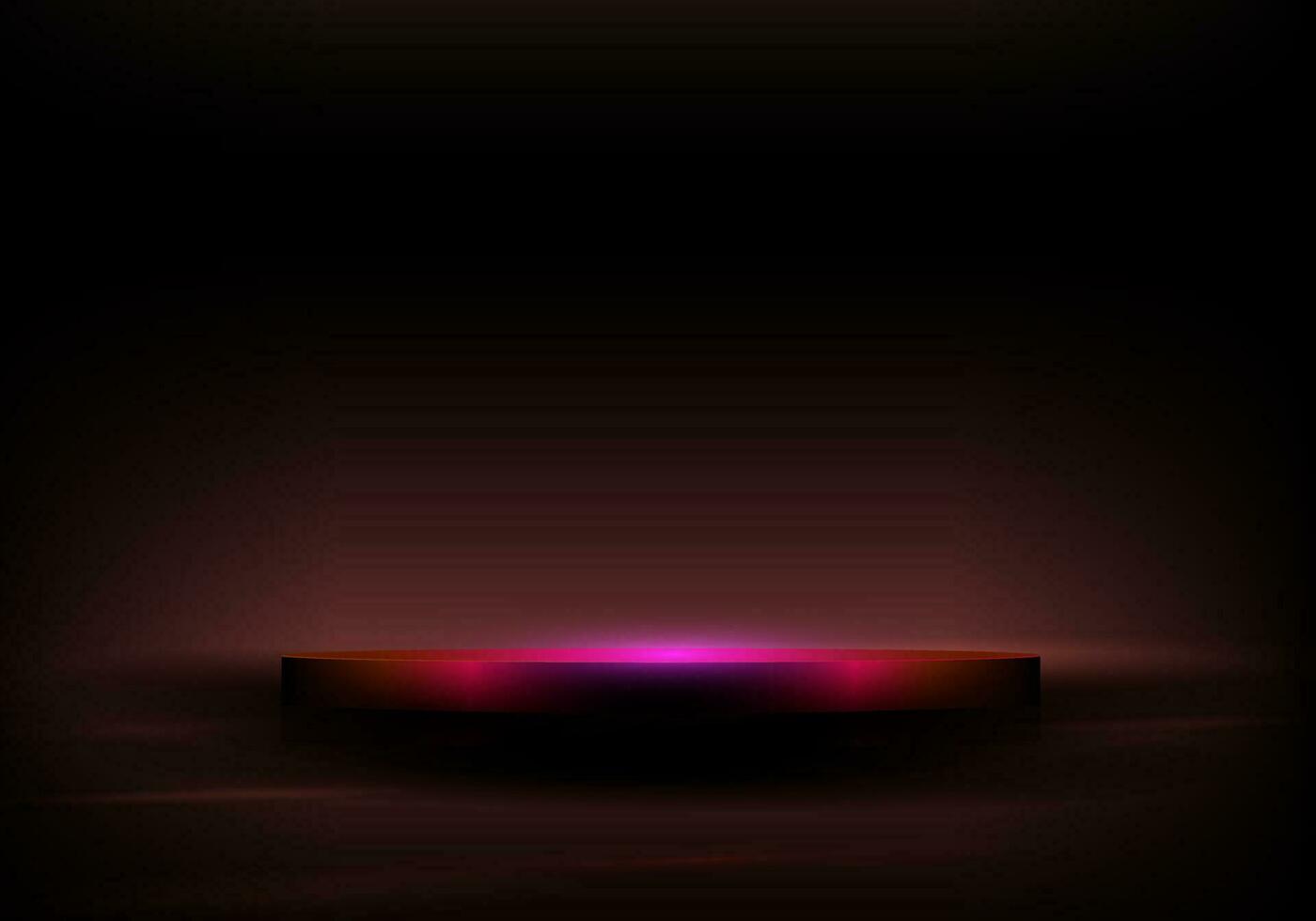 Round podium with purple glow on a dark background. vector