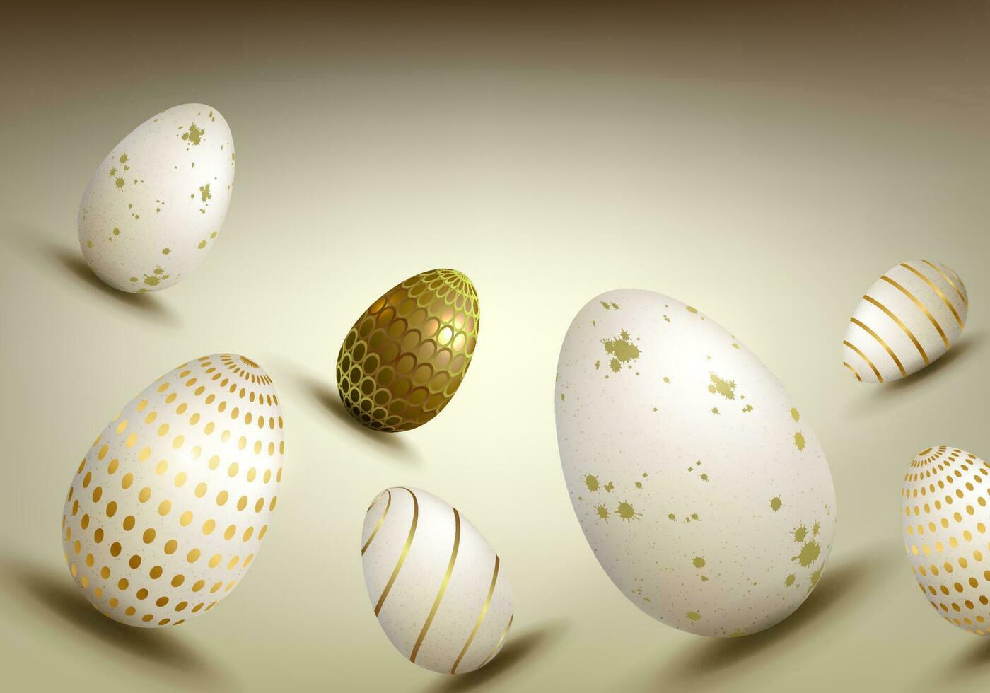 Easter composition in beige color with a silhouette of eggs with a different pattern, design element. vector
