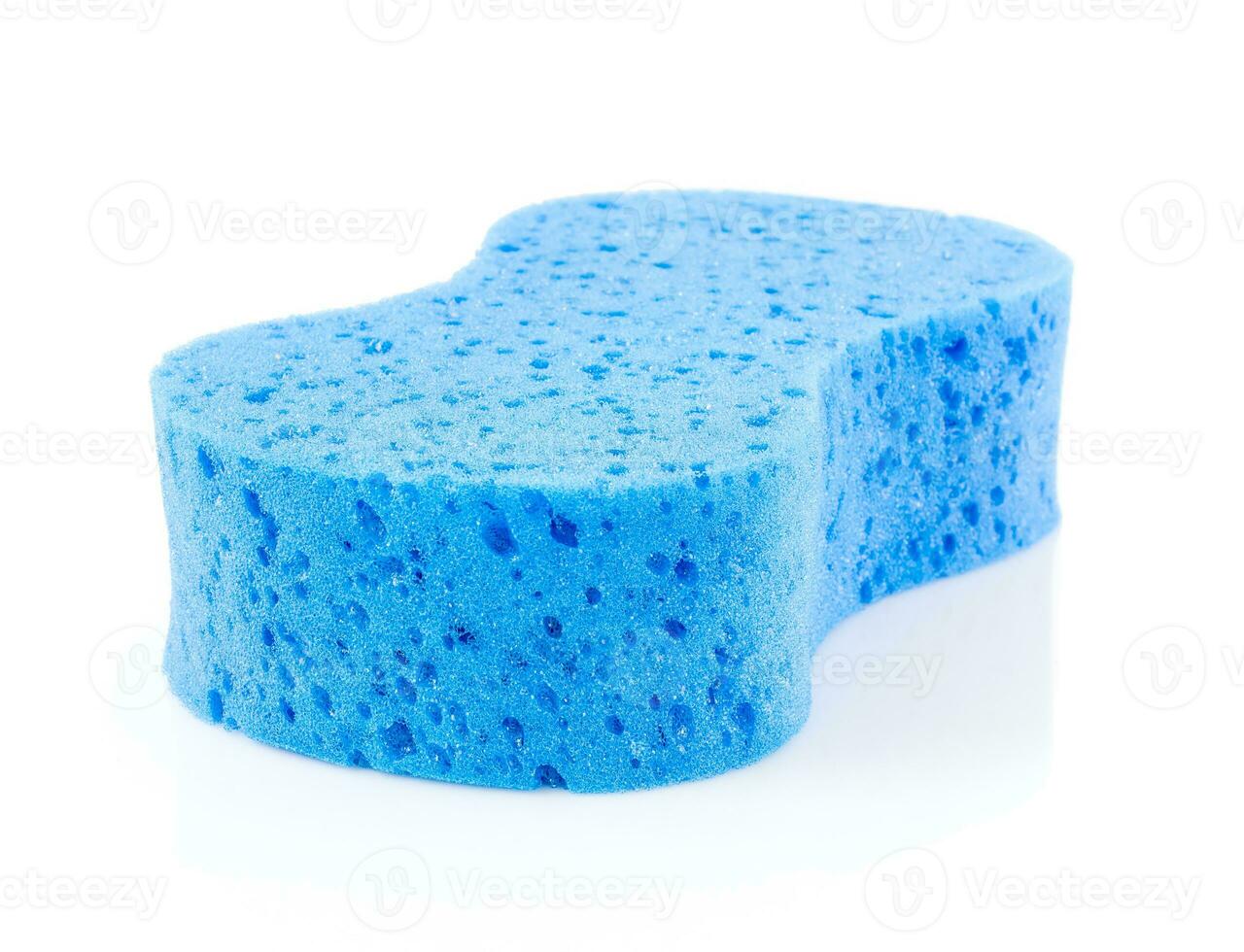 Blue sponge on white photo