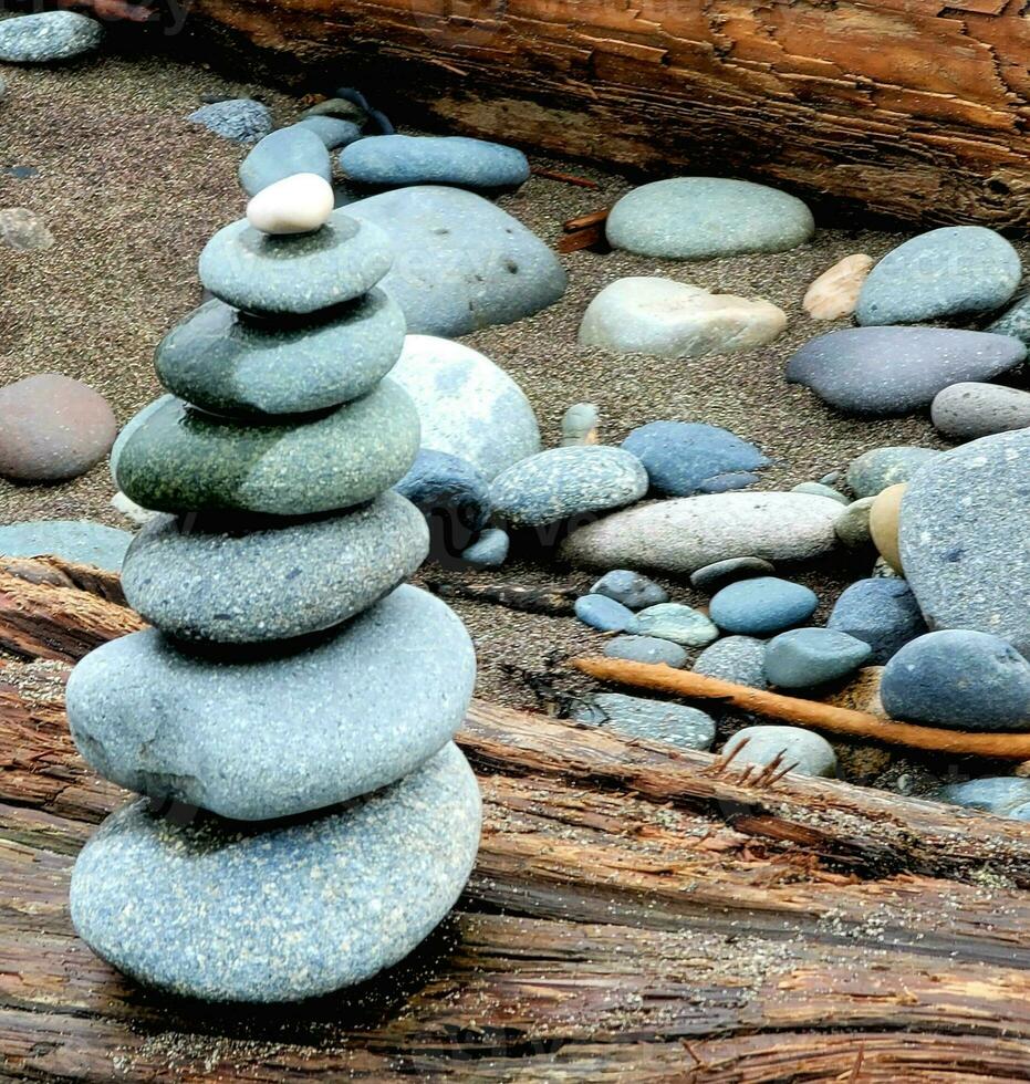 Small Rock Cairn found on a Beach photo