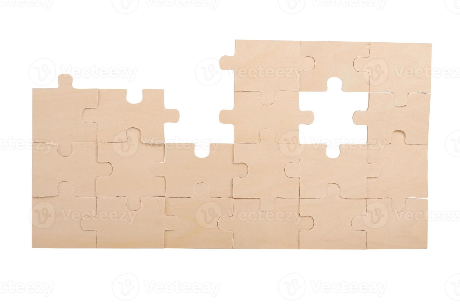 Puzzle wall with missing piece. concept teamwork, partnership, integration photo