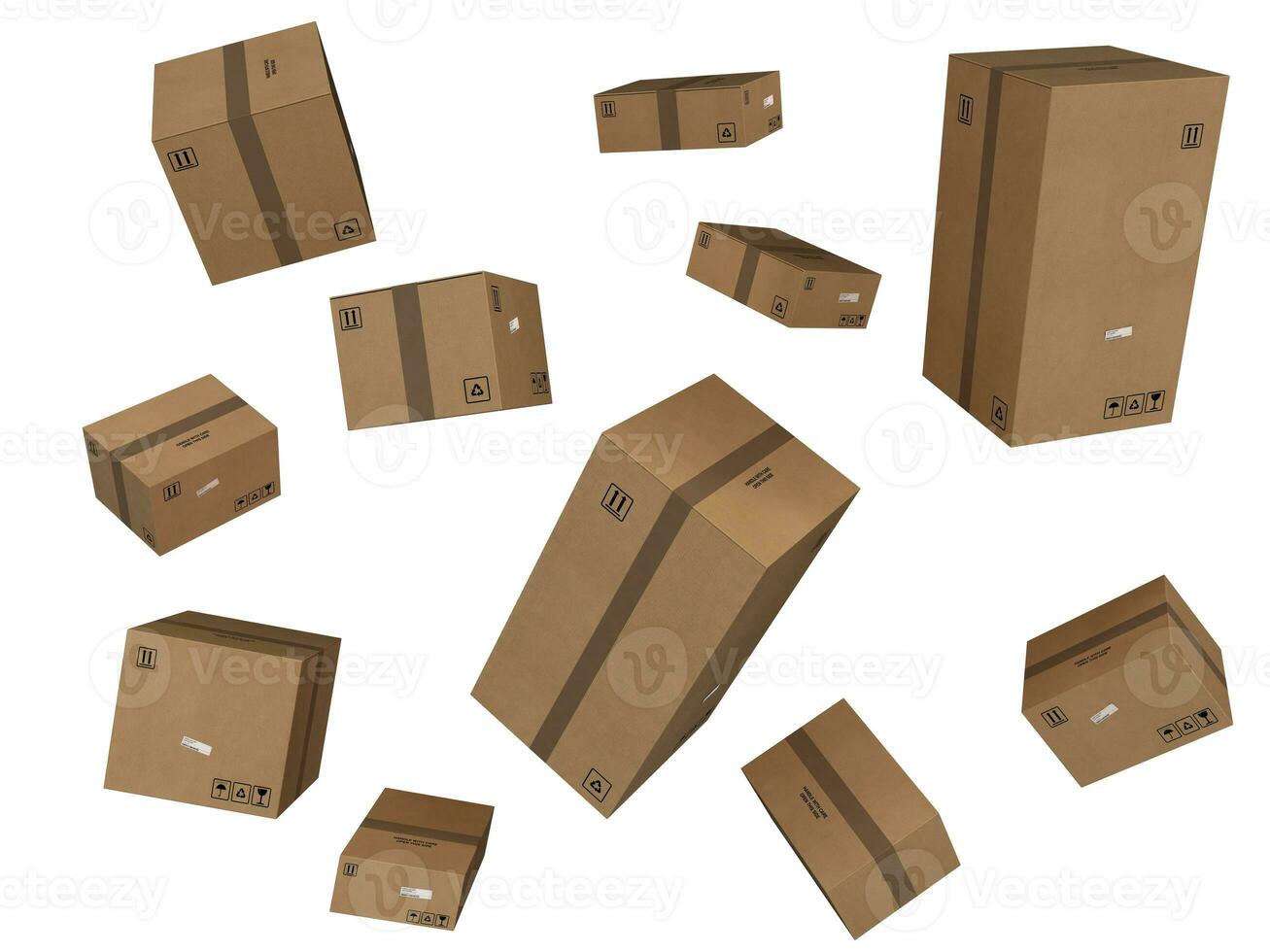 Cardboard brown boxes. shopping , delivery and moving concepts. 3d render photo