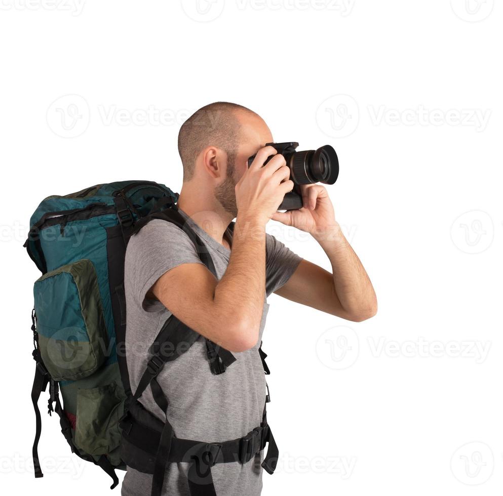 explorador fotografiando paisajes foto