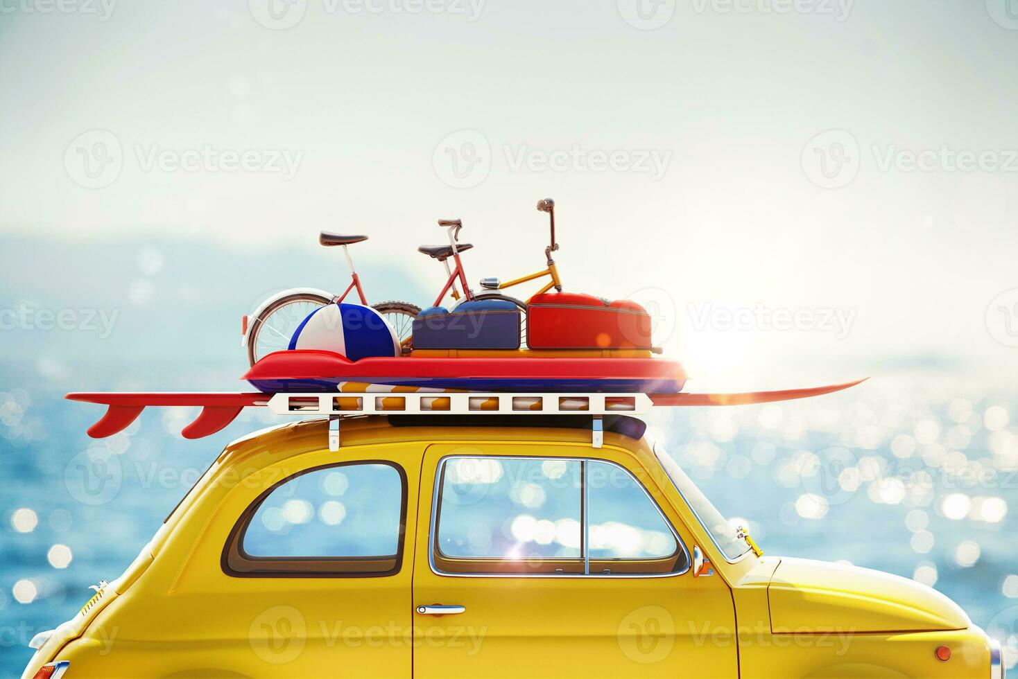 3D rendering of holiday on the road photo