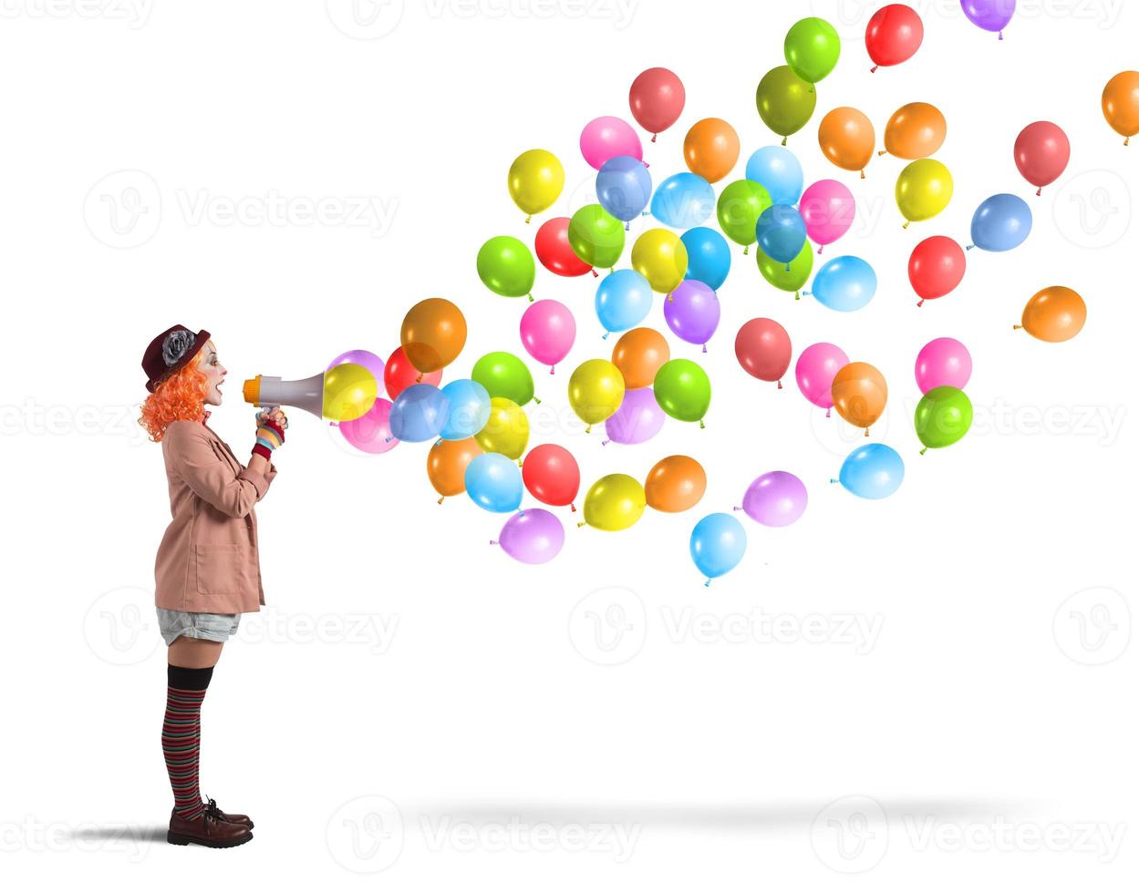 Clown screams balloons photo