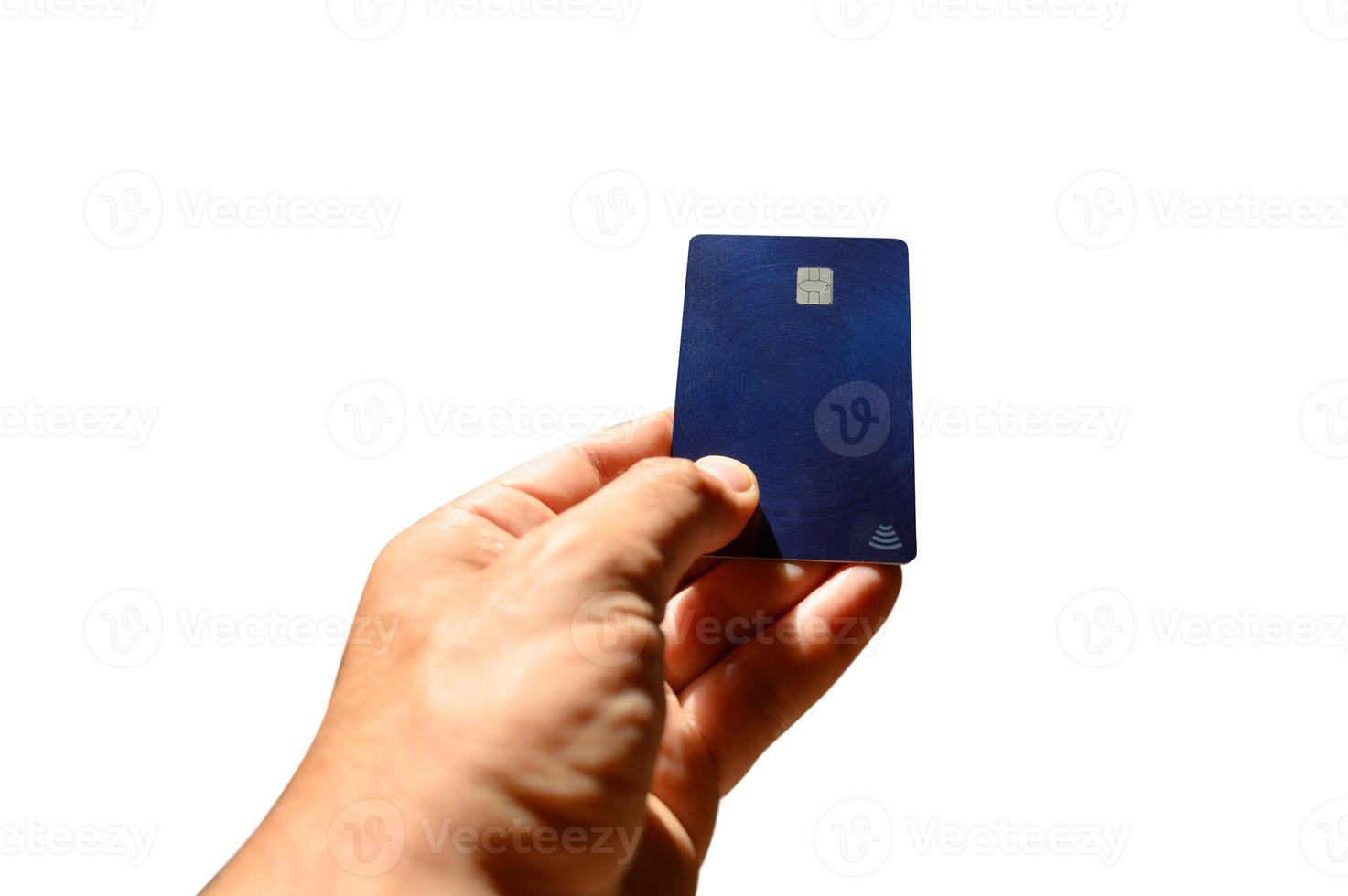 Man pays with a rechargeable credit card photo