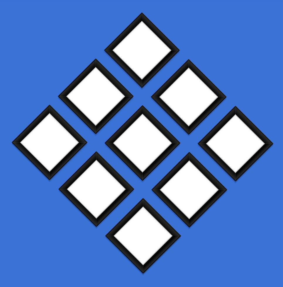 The photo frames set on blue wall. vector