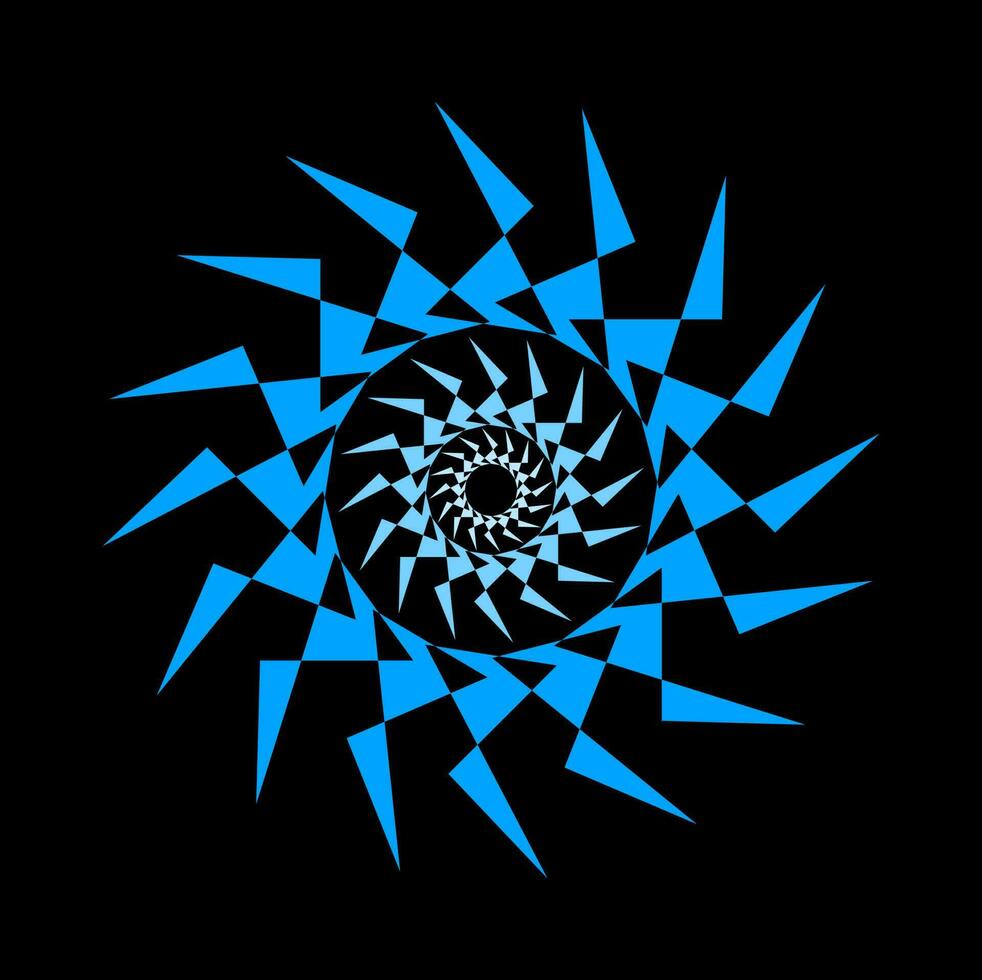A blue sharp monochrome color vector mandala.