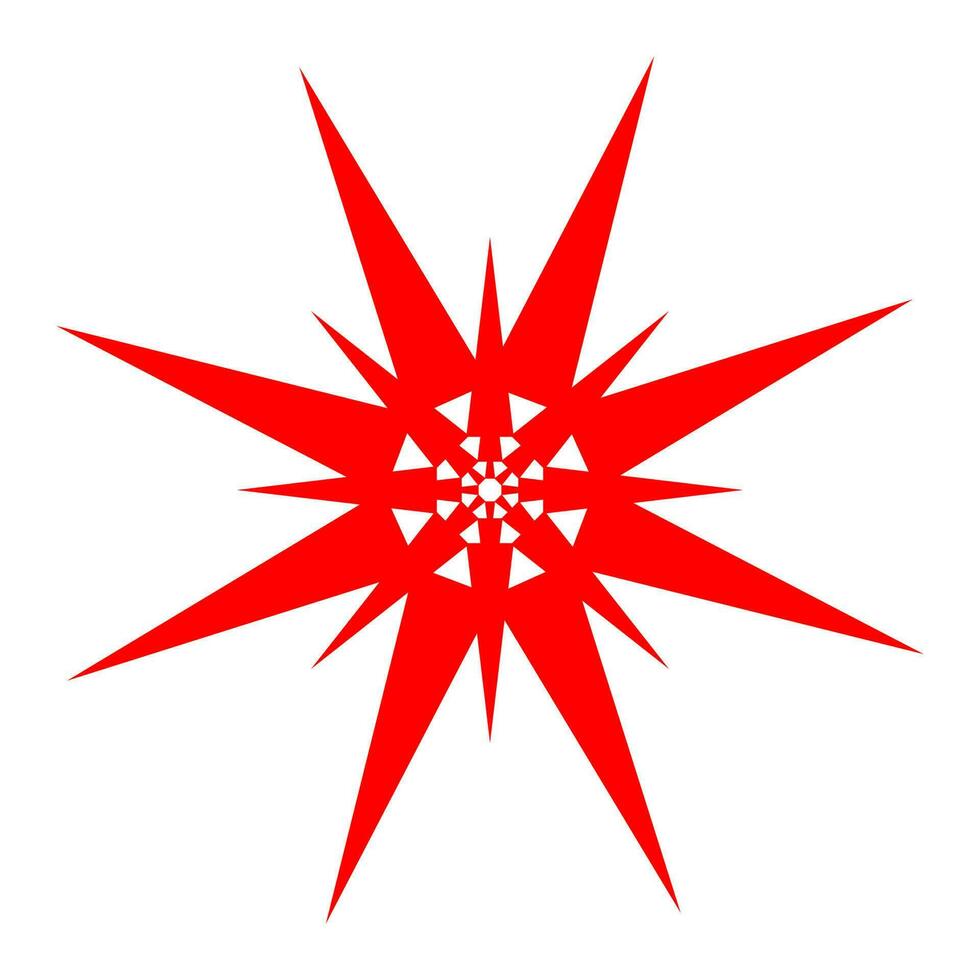 Red sharped vector stars on white background.