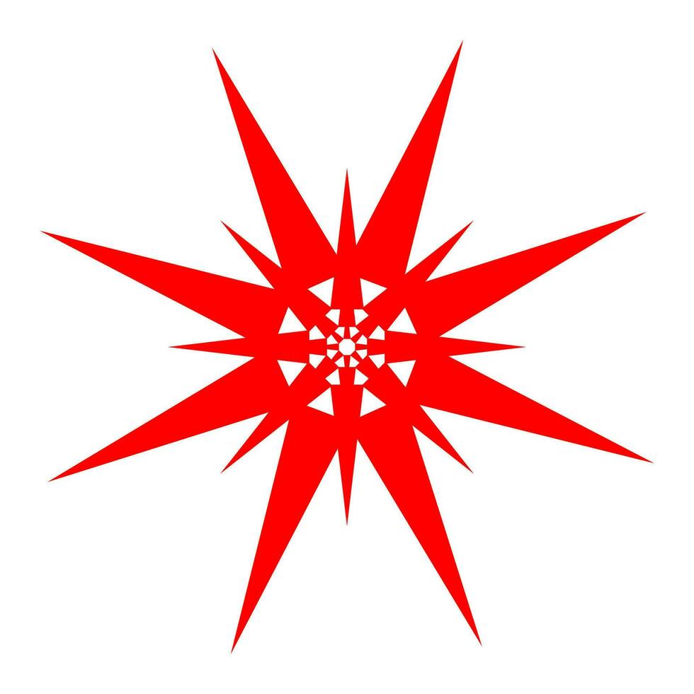 Red sharped vector stars on white background.