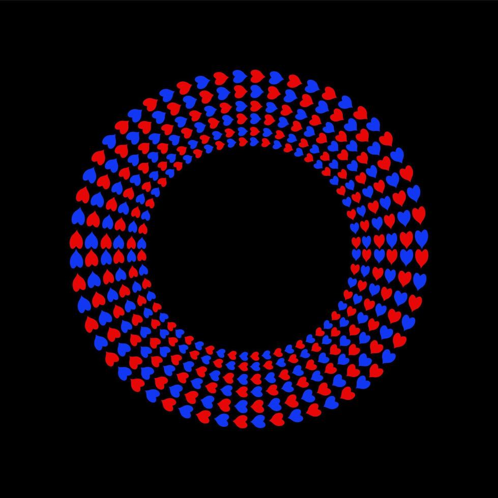 Red and blue hearts disco circle vector. vector