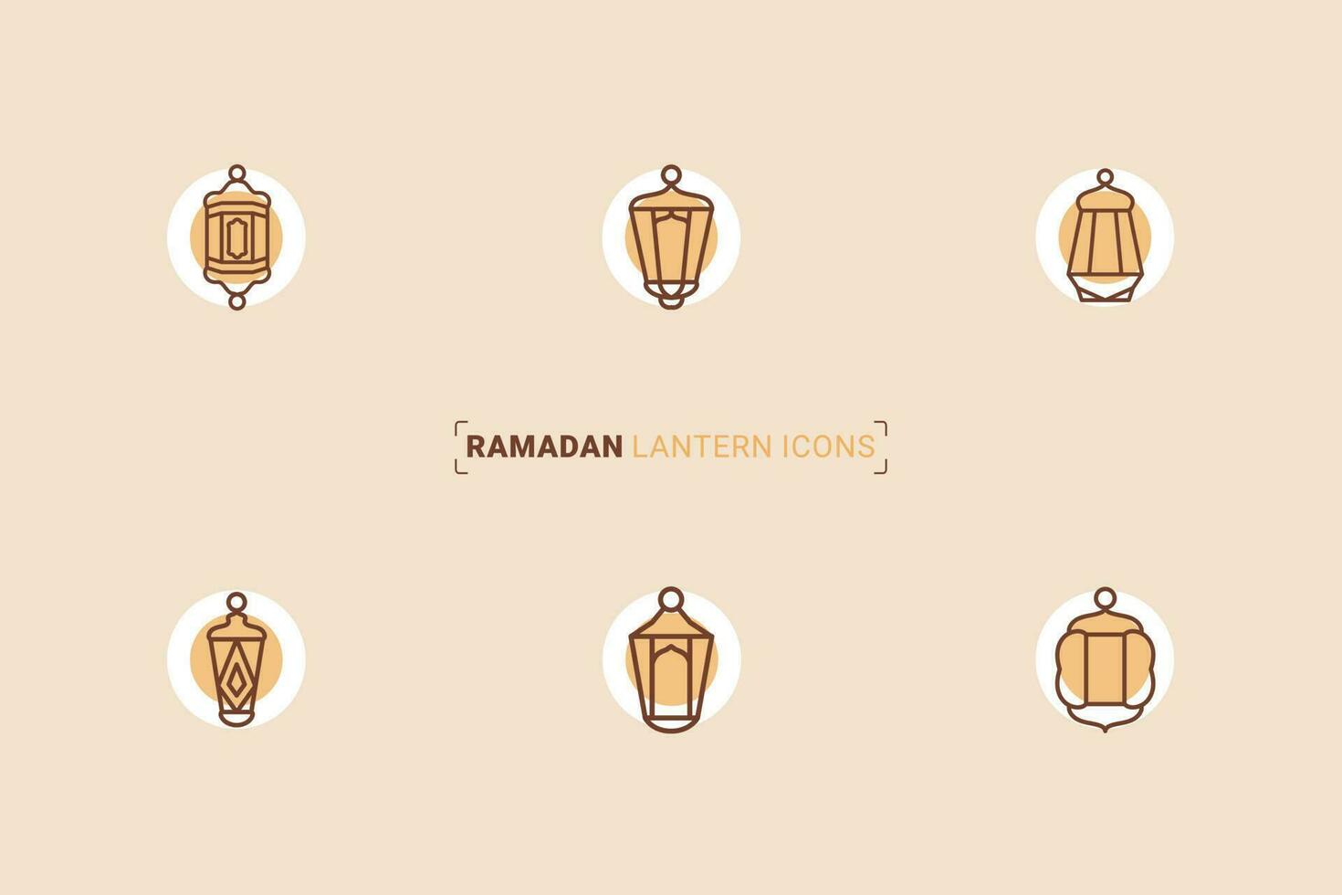 Ramadan line lantern vector