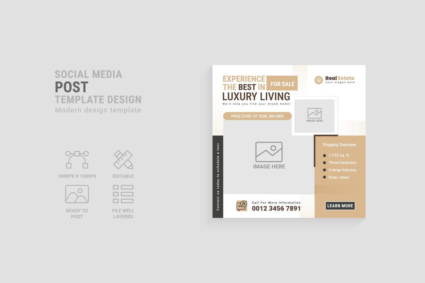 Home sale social media post template vector