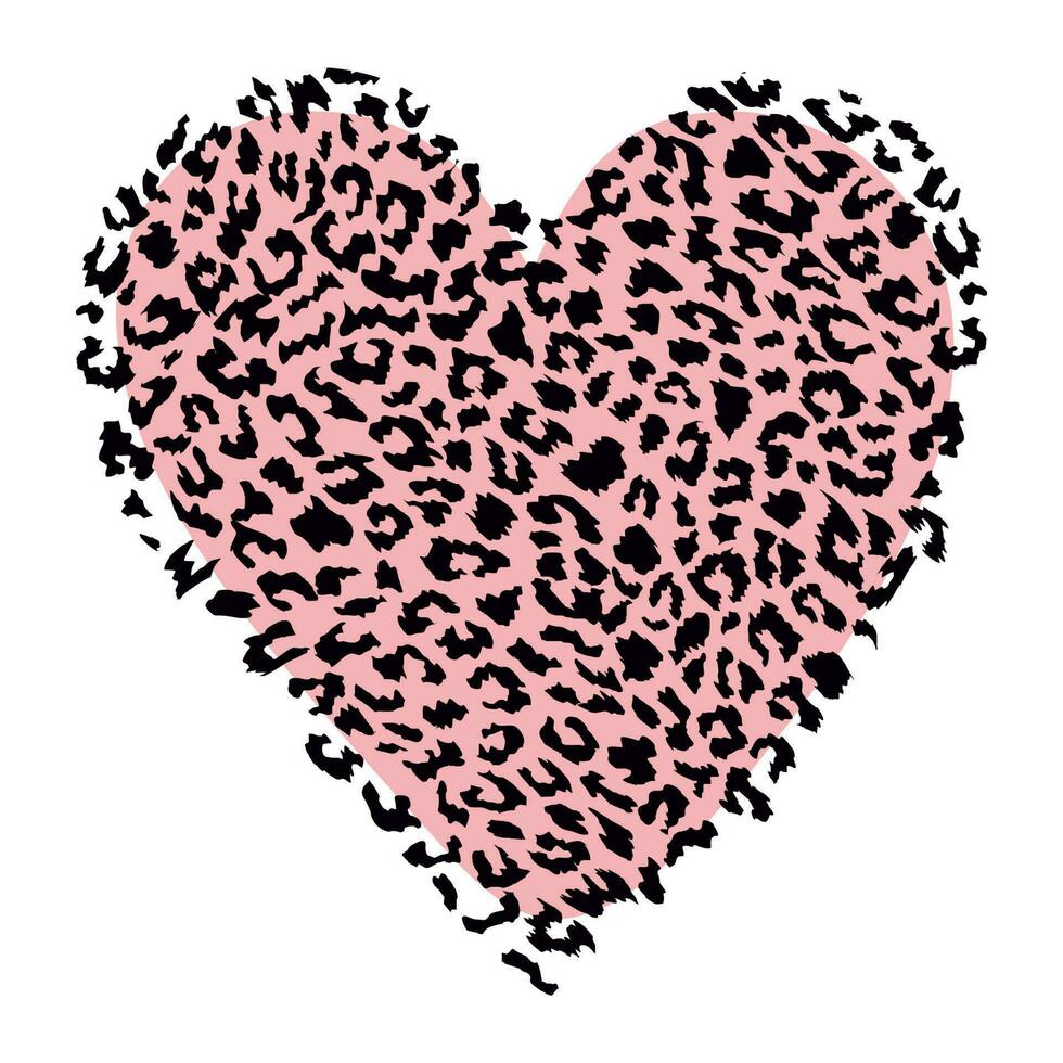 diseño para un camisa de un rosado leopardo impresión corazón aislado en blanco vector