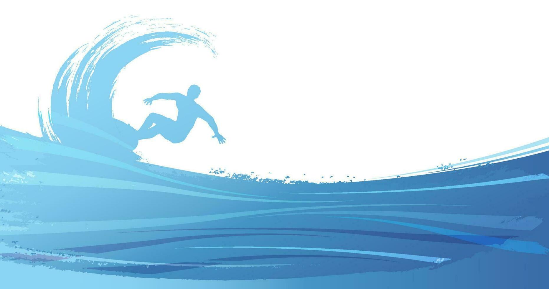 Vector Surfing Silhouette Background Illustration.