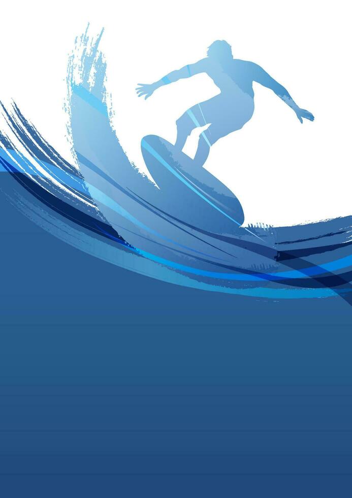 Vector Surfing Silhouette Background Illustration.