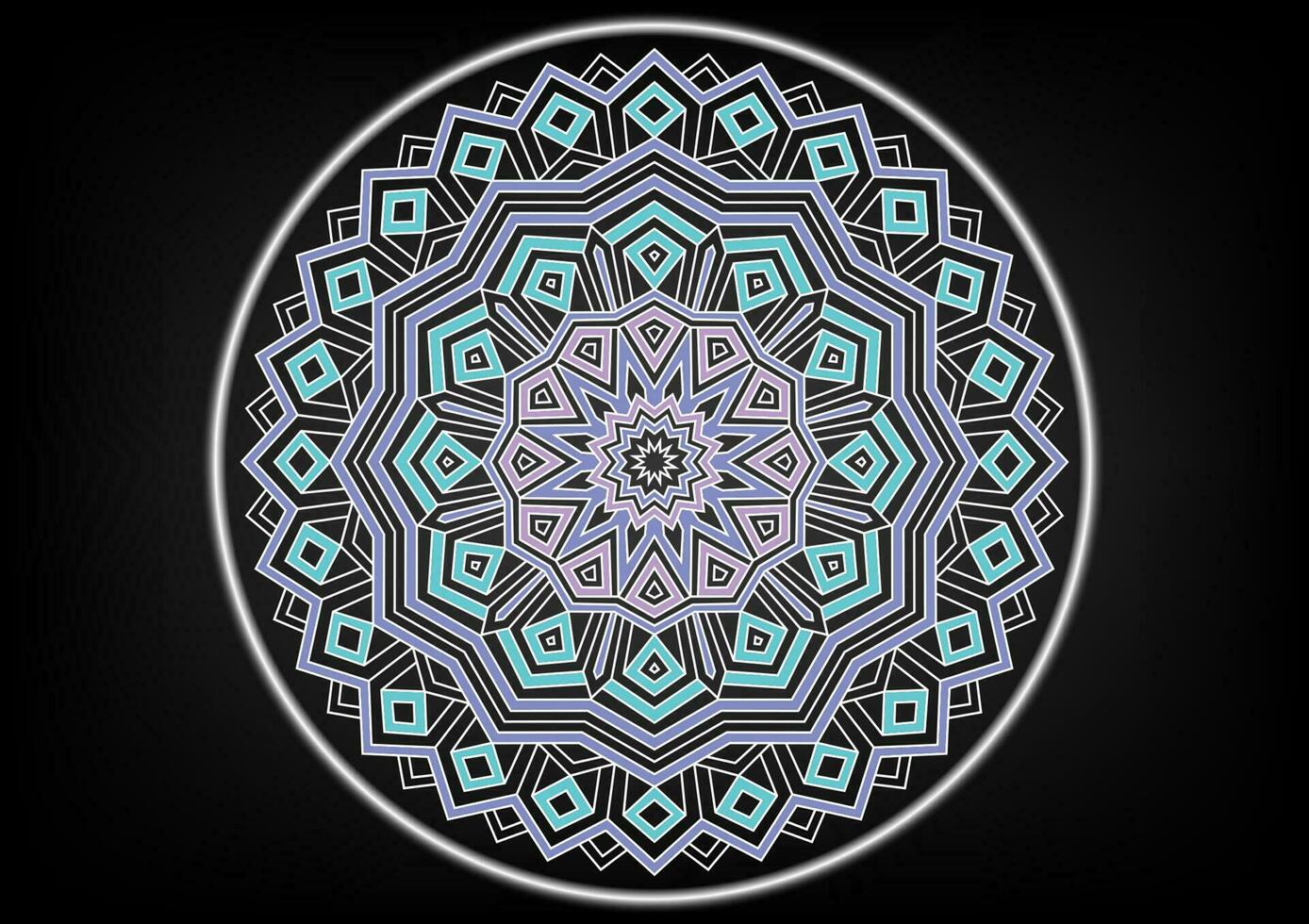 Geometric modern blue and purple mandala triangle dark background vector