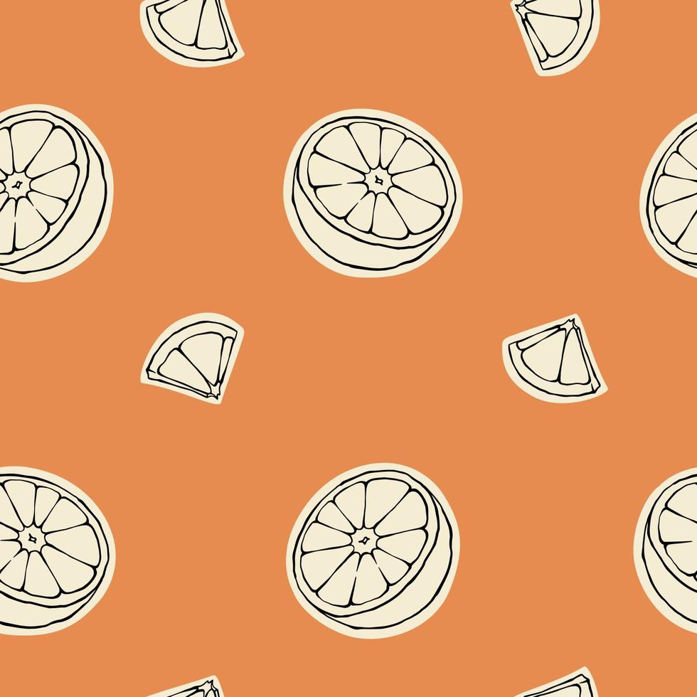 Orange pieces seamless pattern on white background minimalistic summer citrus fruit design vector