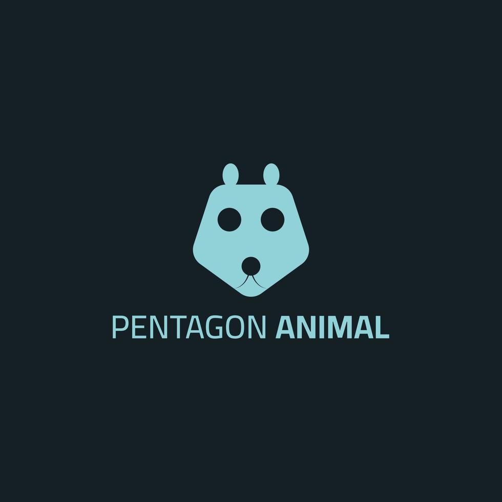 Animal face logo with pentagon head shape. vector