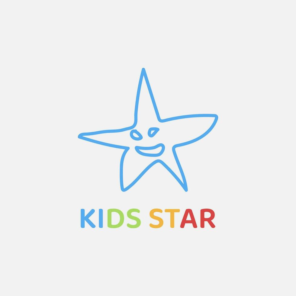 Abstract star logo with colorful lettering suitable for kids events. vector