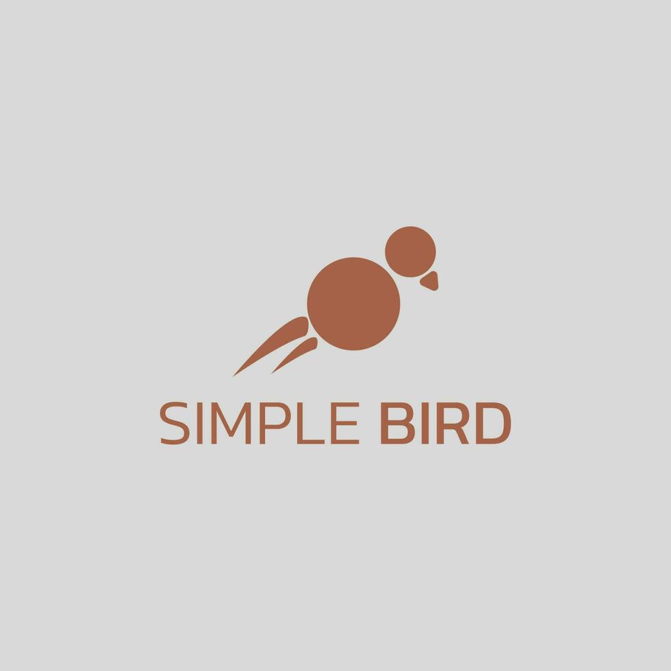 Simple bird logo in brown color. vector