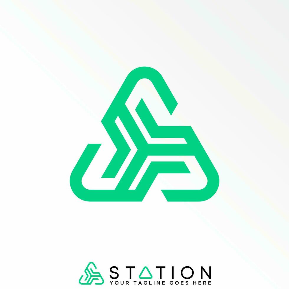 Unique letter or word three S line font in triangle around image graphic icon logo design abstract concept vector stock. Can be used as a symbol related to initial or monogram