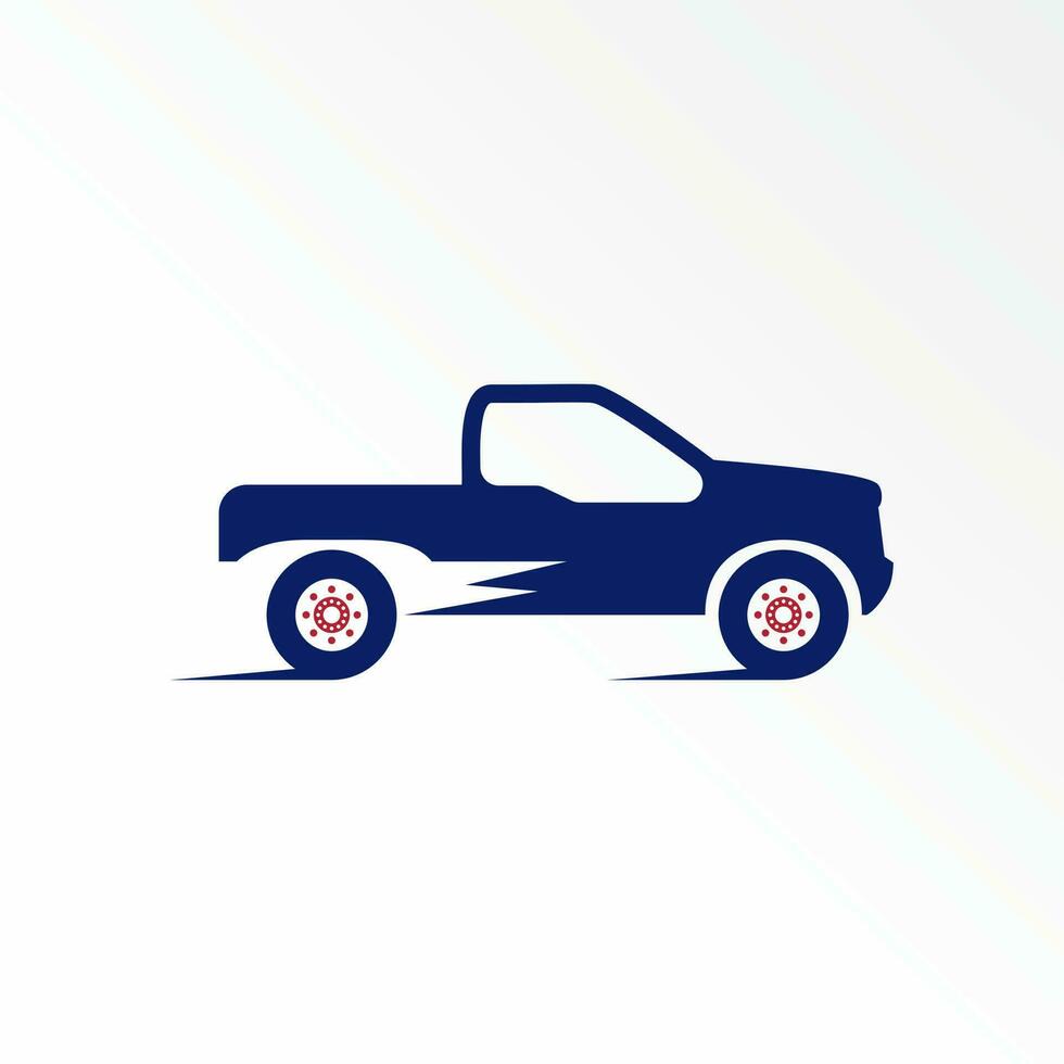 doble cabina remolque o recoger coche camión con velocidad o moverse imagen gráfico icono logo diseño resumen concepto vector existencias. lata ser usado como un símbolo relacionado a transporte o automotor