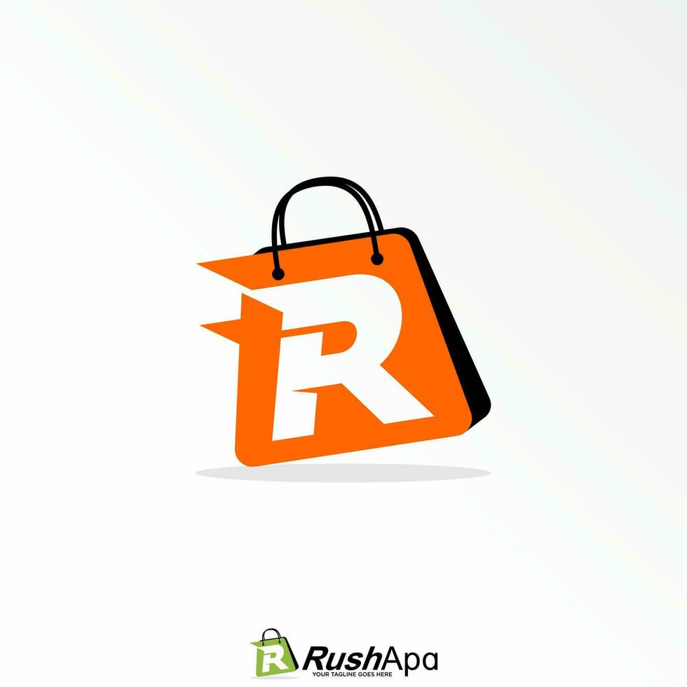 tienda bolso con letra o palabra r velocidad fuente imagen gráfico icono logo diseño resumen concepto vector existencias. lata ser usado como un símbolo relacionado a inicial o comercio