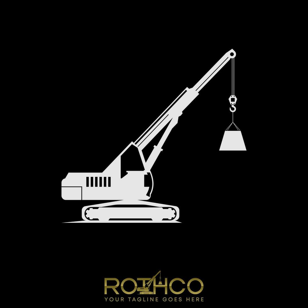 Crane on high level for heavy material image graphic icon logo design abstract concept vector stock. Can be used as a symbol related to construction project or lift
