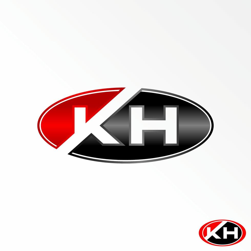 letter or word KH sans serif negative space font in ellipse image graphic icon logo design abstract concept vector stock. Can be used as a symbol related to sport or automotive