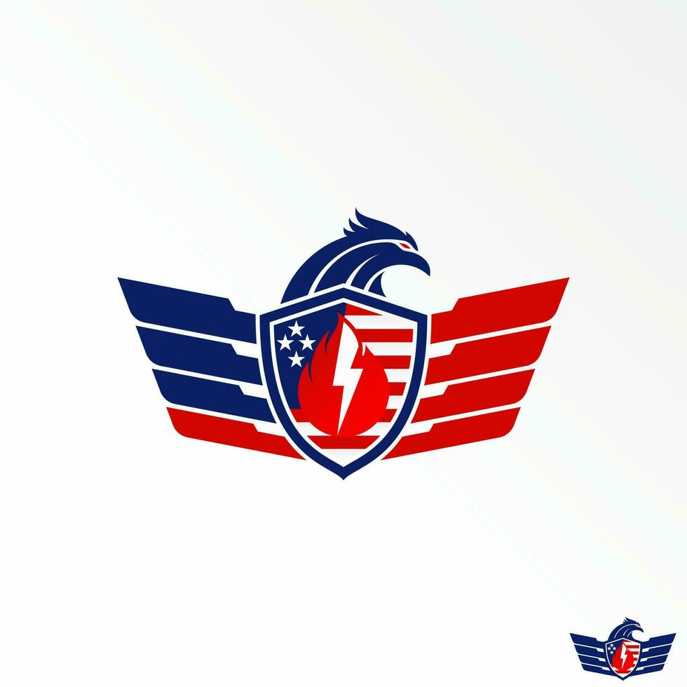 Eagle head, wing, american, power or electric, gas or flame, and circle line image graphic icon logo design abstract concept vector stock. Can be used as a symbol related to navy or animal.