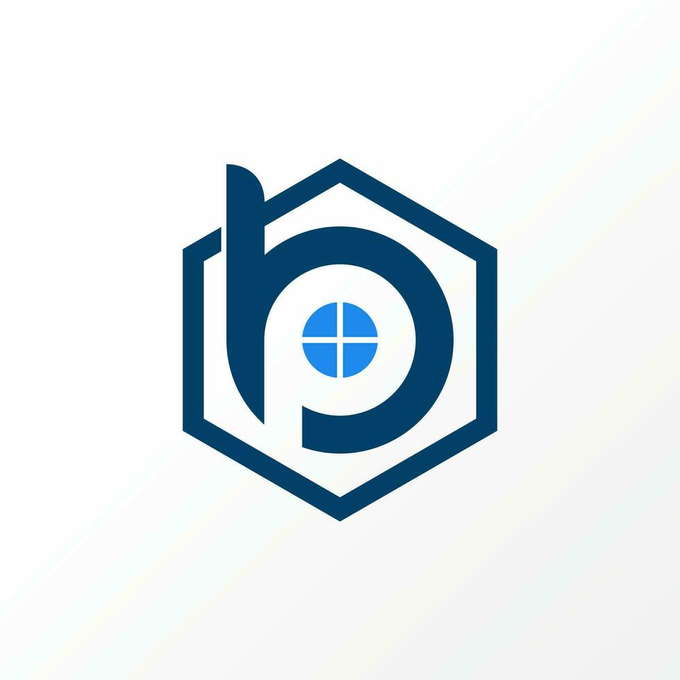 Letter or word BP or PB negative space font with hexagon and window image graphic icon logo design abstract concept vector stock. Can be used as a symbol related to initial or property