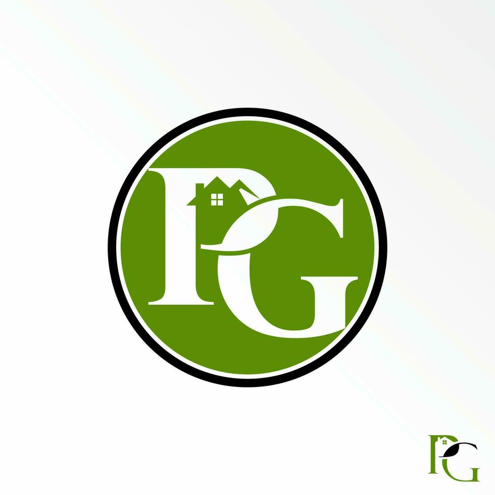 Letter or word PG serif font connected with roof house image graphic icon logo design abstract concept vector stock. Can be used as a symbol related to initial or property