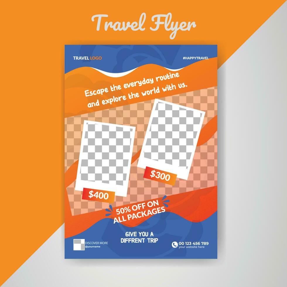 Travel Flyer Vacation Trip Traveling Packages Poster Vector Template Tourism A4 Sale 2023