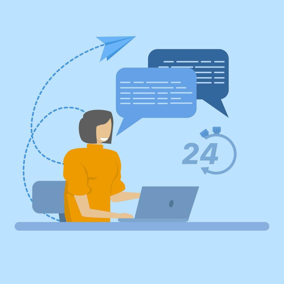 Customer service concept, call center, Hotline operator suggestion to customer. Global technical support online 24 7. Customer support department staff, telemarketing agents. flat vector illustration.