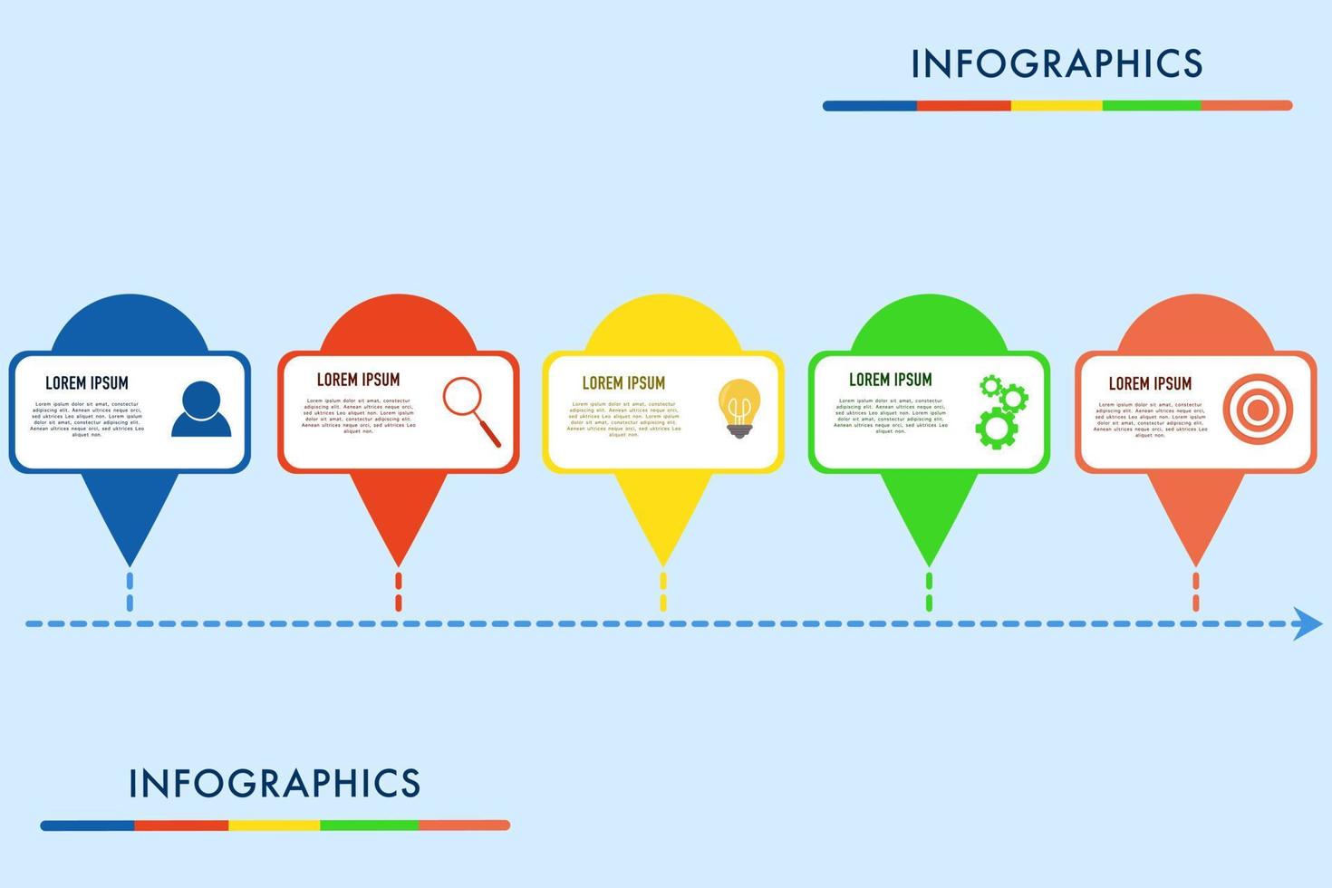 Infographic business process steps with 5 options business data visualization with icons, Can be used as chart, workflow layout, diagram, data visualization, minimalistic web banner. vector