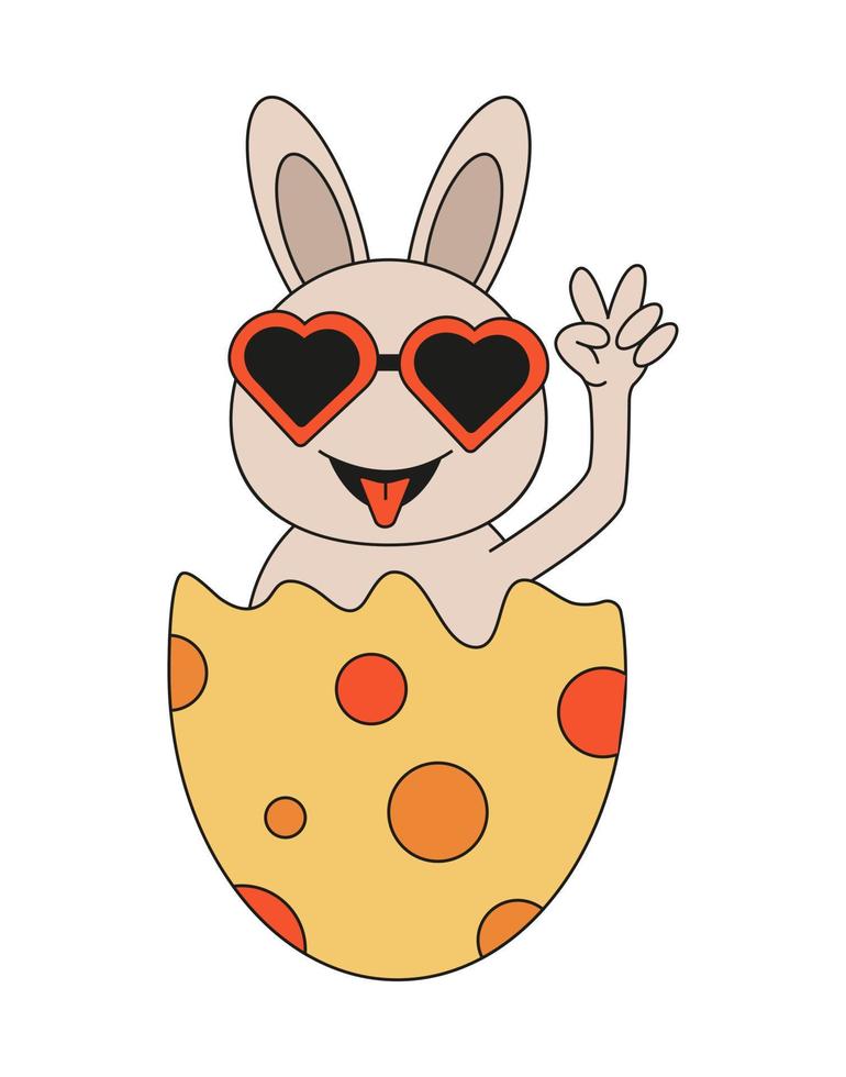 easter bunny with heart shaped glasses and an easter egg, groove character vector