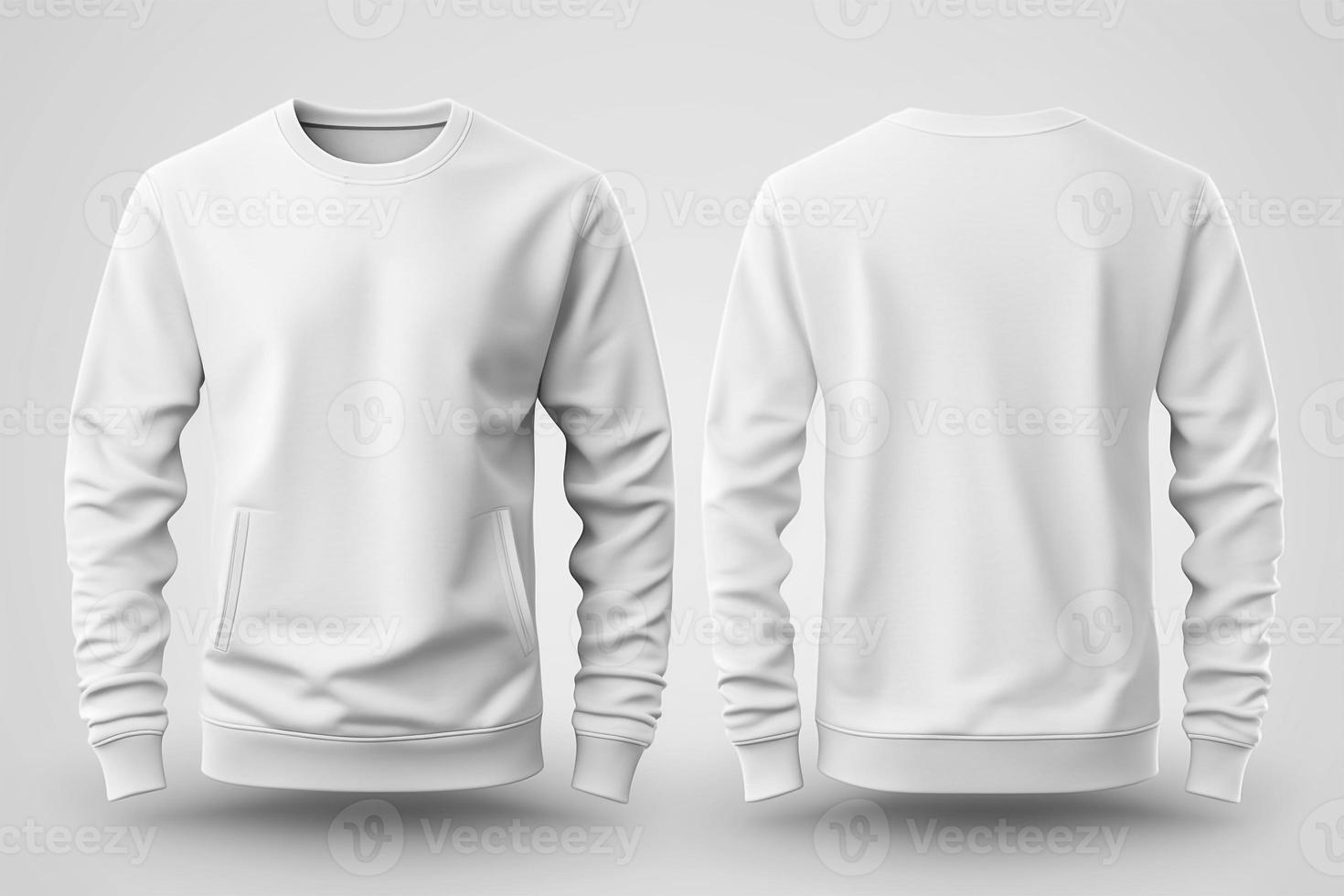 Mockup of a blank royal white tshirt with long sleeves isolated on white background. photo