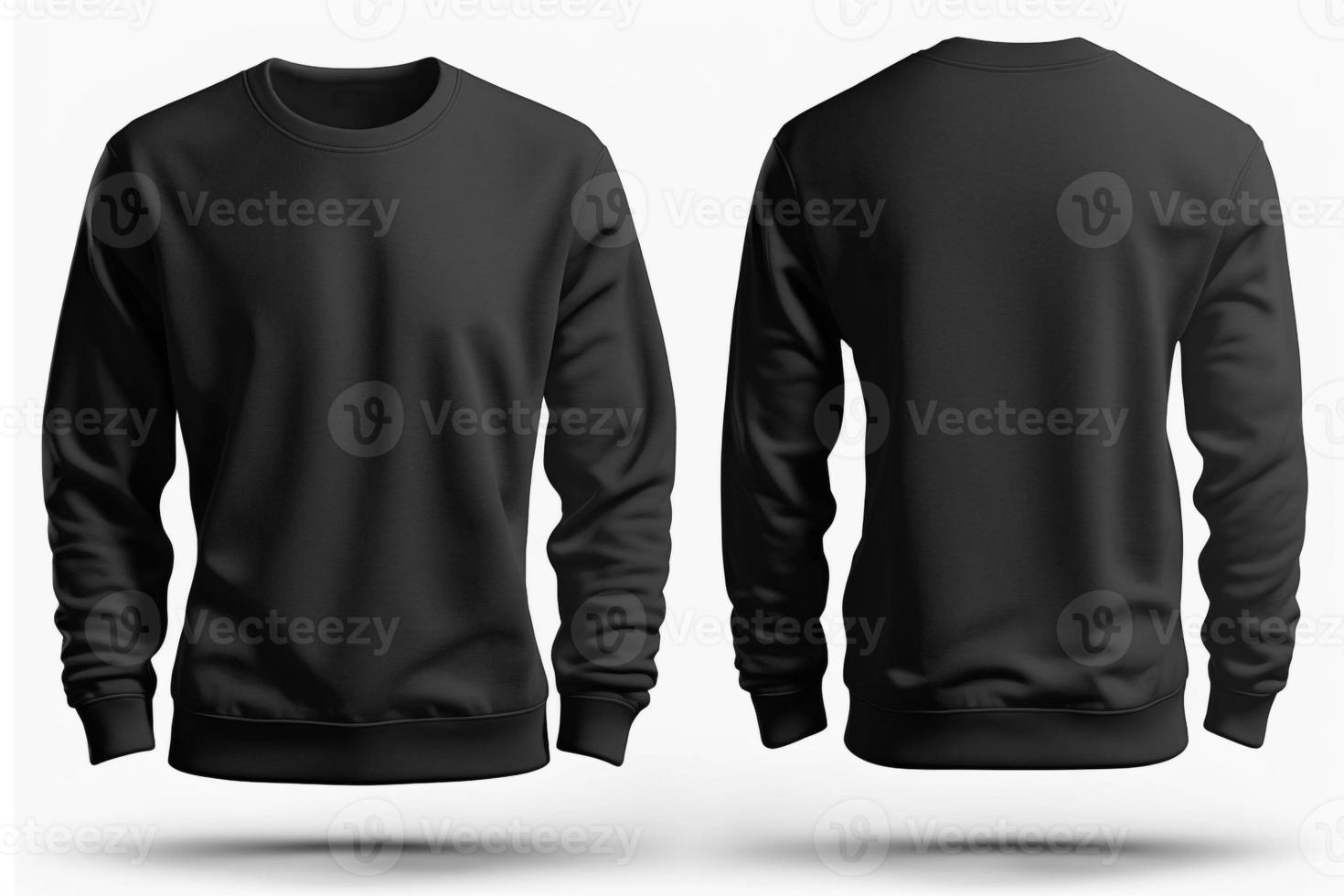Mockup of a blank royal black tshirt with long sleeves isolated on white background. photo