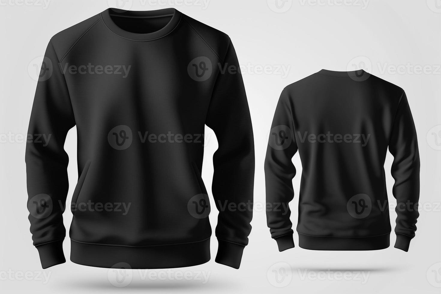 Mockup of a blank royal black tshirt with long sleeves isolated on white background. photo