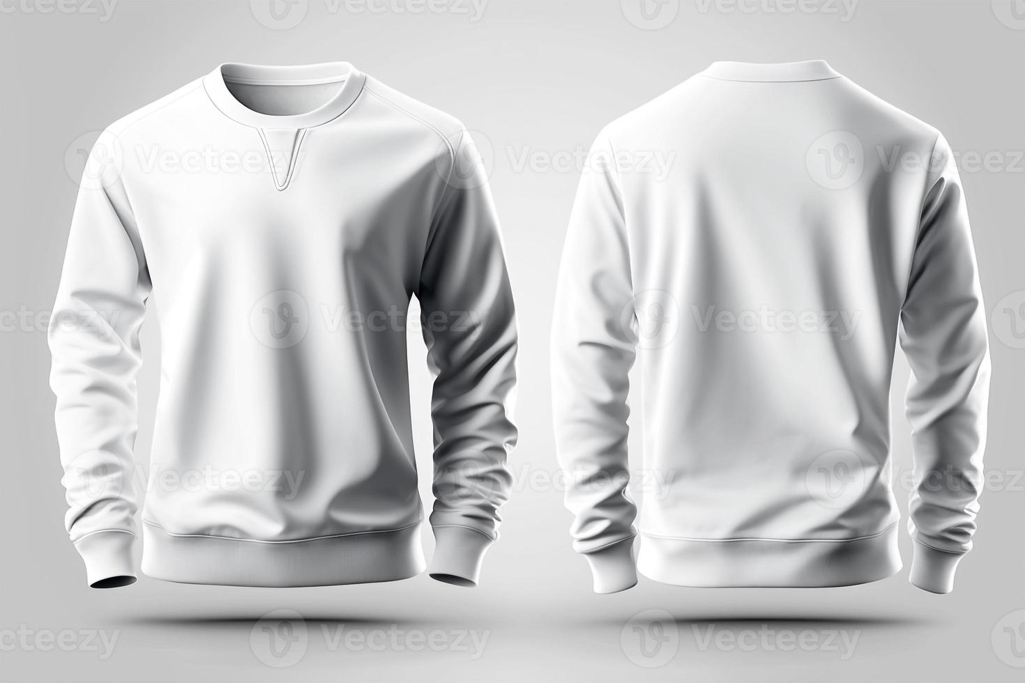 Mockup of a blank royal white tshirt with long sleeves isolated on white background. photo