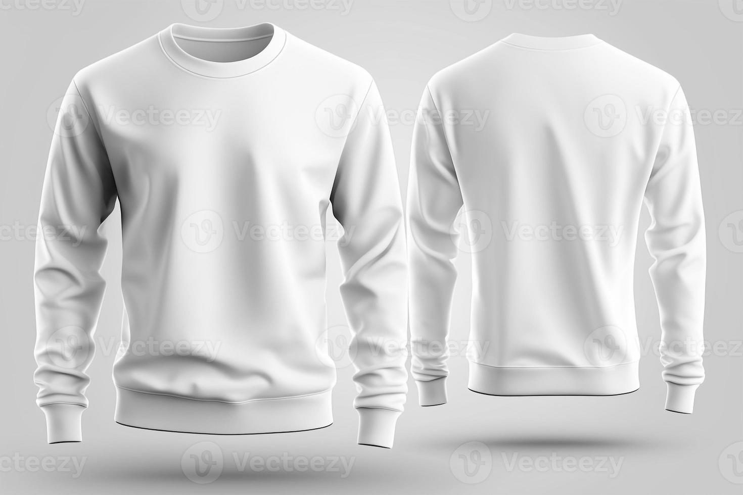 Bosquejo de un blanco real blanco camiseta con largo mangas aislado en blanco antecedentes. foto